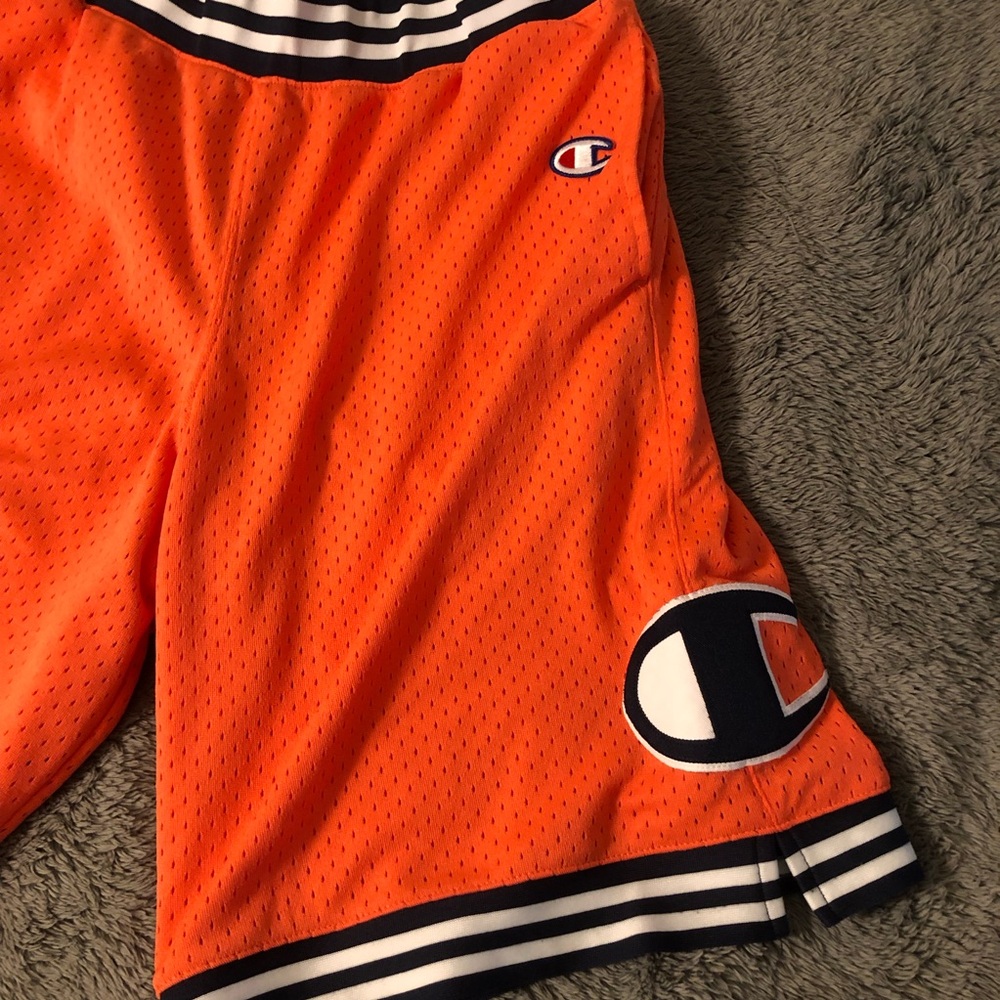 Champion Bright Orange Mesh Shorts Large - Picture 3 of 10
